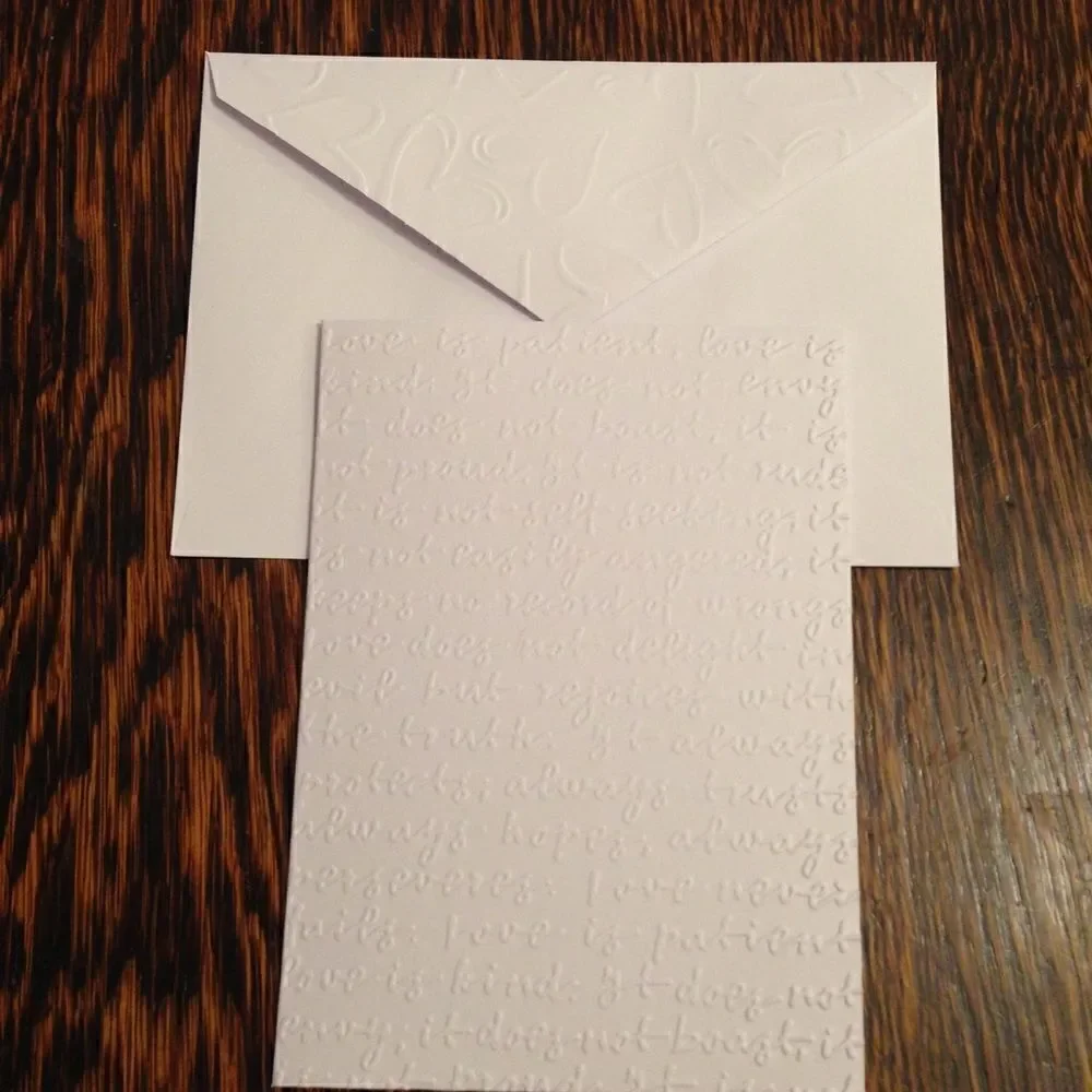 4 Hand made embossed blank love theme cards‎